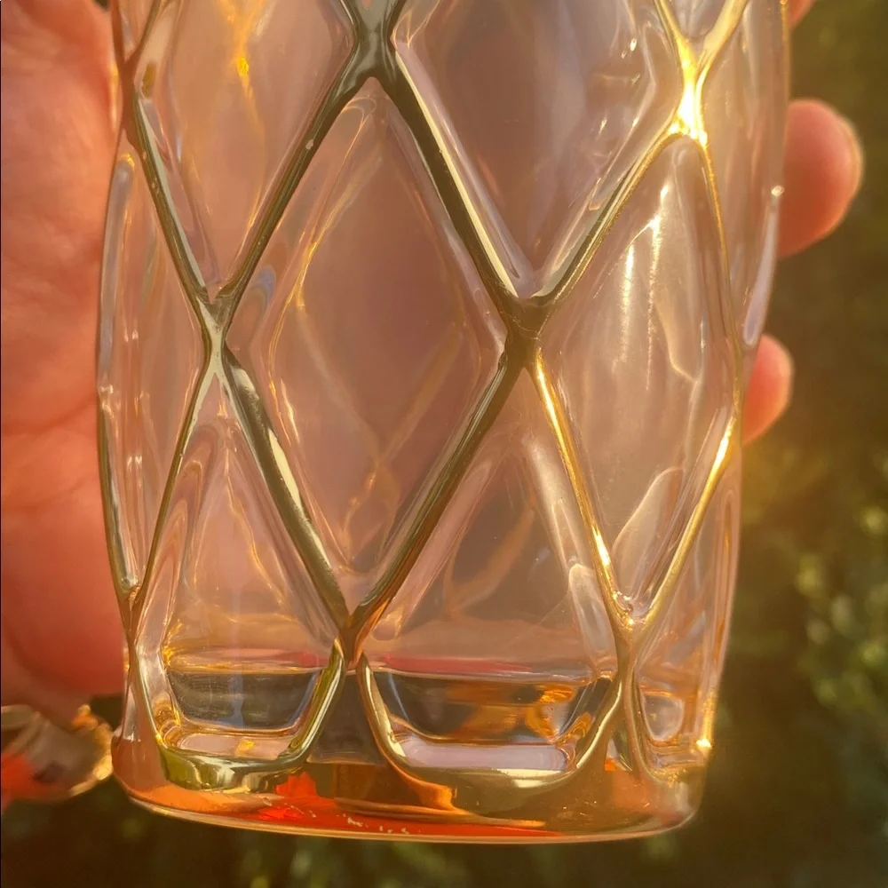 🤍💛Altuzarra 18k Diamond Lattice Pattern Glass Cocktail Shaker Bar ware🤍💛
